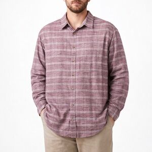 ROWM Plaid Button Front Long Sleeve Casual Shirt Men’s 2XB